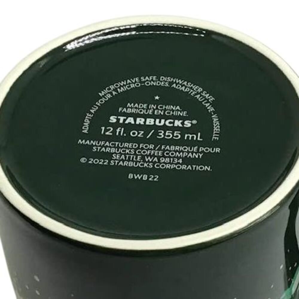Starbucks Coffee Mug Green Pink 12 oz 2022 Forest Venetian Holiday BWB 22 - Picture 5 of 5